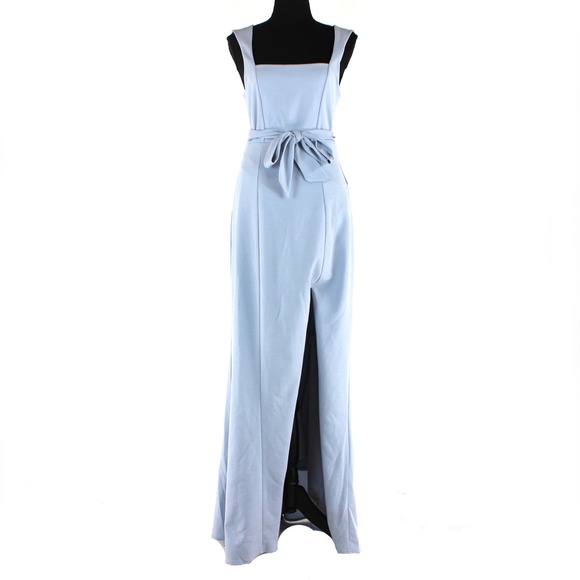Show Me Your Mumu Steel Blue Belted Paris Gown Medium NEW Sleeveless Maxi Dress - Picture 2 of 9